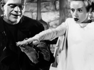 Boris Karloff and Elsa Lanchester in BRIDE OF FRANKENSTEIN, 1935.