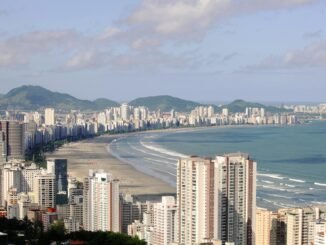 panoramic view of the santos waterfront in brazil