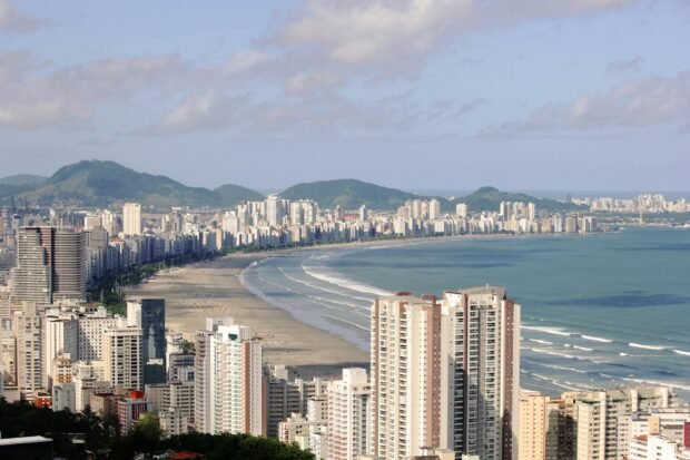 panoramic view of the santos waterfront in brazil