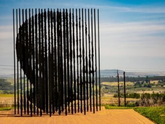 metal sculpture at the nelson mandela capture site in howick kwazulu natal south africa