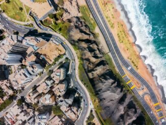 seaside city from a birds eye view
