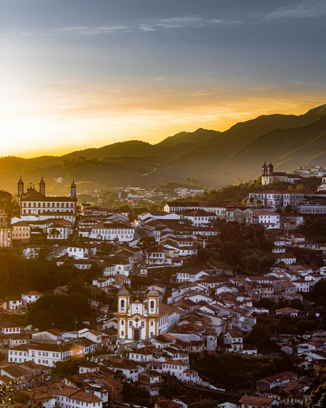 scenic sunset over ouro preto brazil